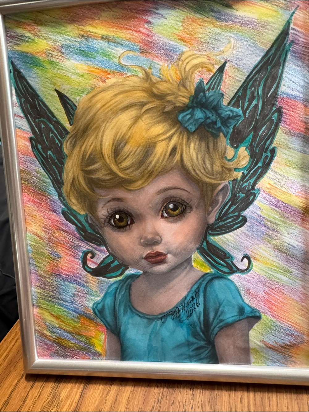 Whimsical Fairy Child Wall Art in Teal and Blonde